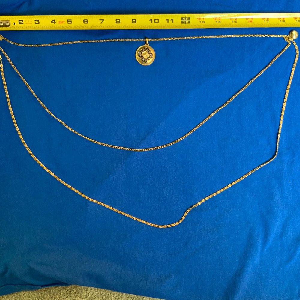 Gold Toned Three Chain and Pendant Necklace - Picture 7 of 7